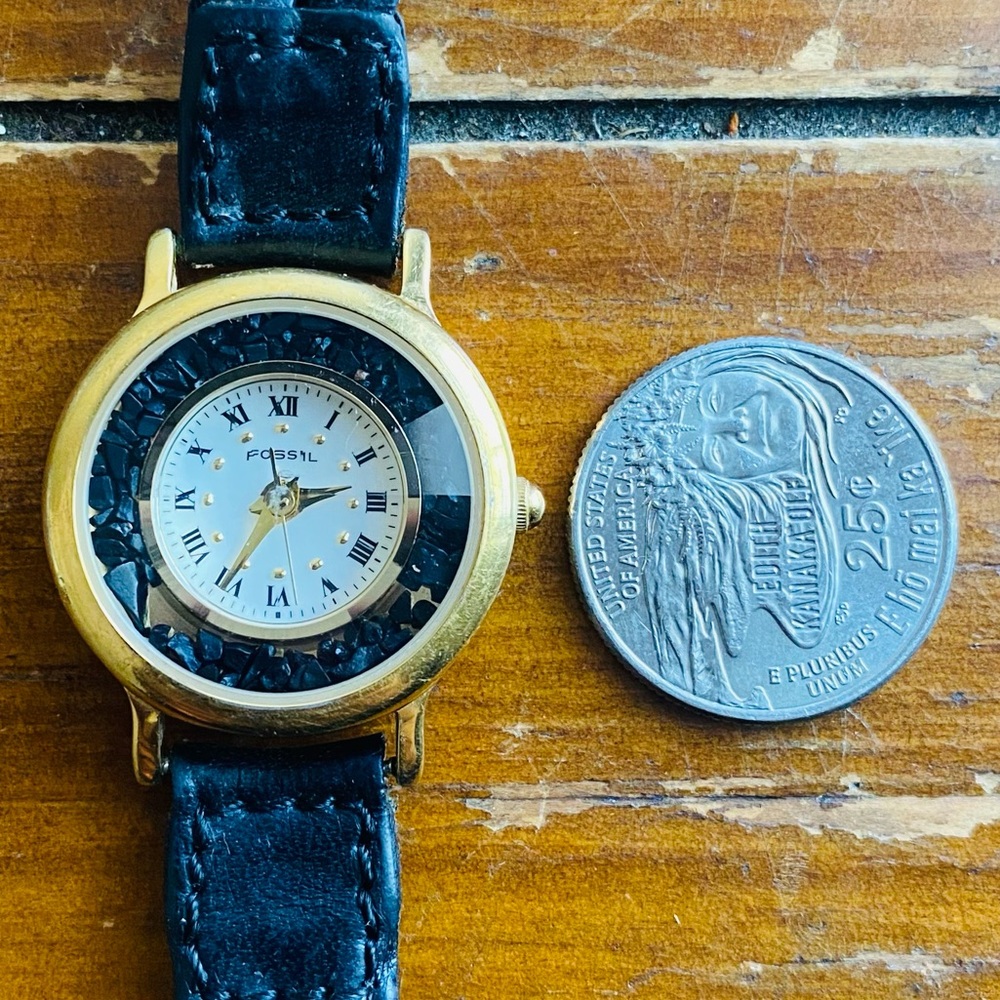 1994 BLACK ROCKS FOSSIL WATCH PC-9570 - Picture 4 of 5
